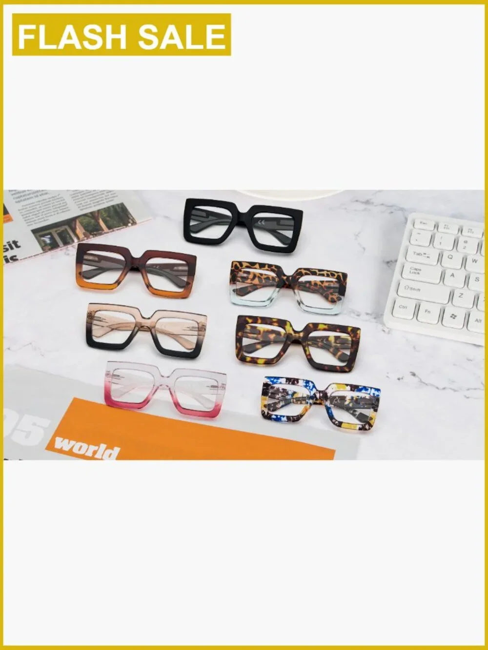 3 Pack Oversized Square Reading Glasses Blue Light Blocking Spring Hinges